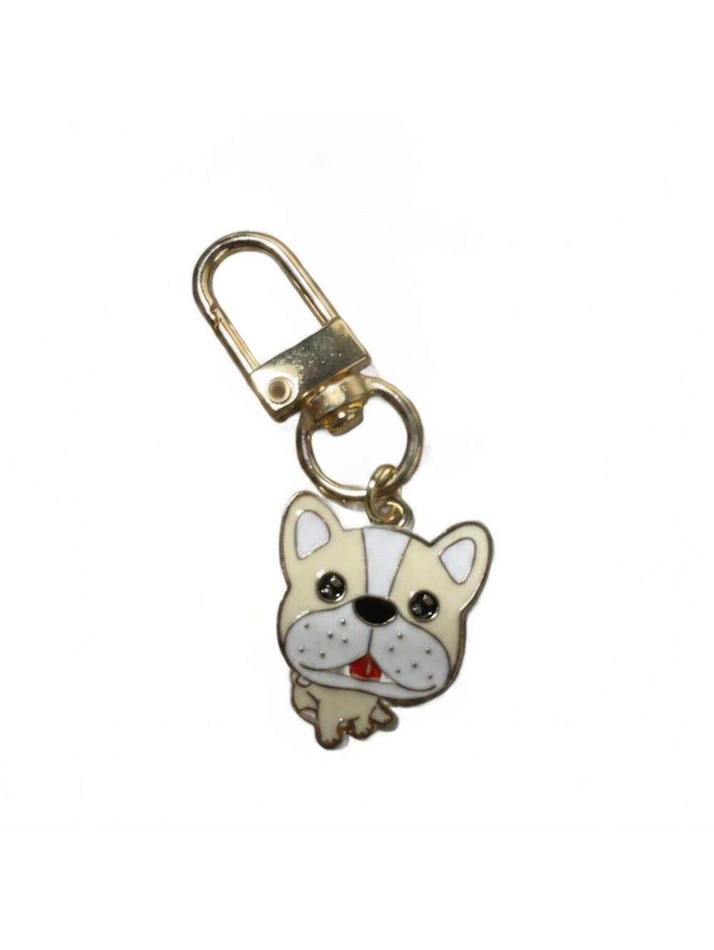 Bull Dog Enamel Metal Keychain Charm Gold Clip Gift Animal Print New